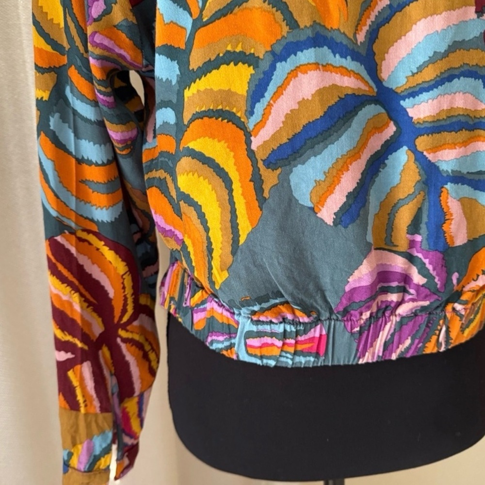 Haute Hippie Multicolor Abstract Print Blouse Small Designer Boho Top - Picture 8 of 10